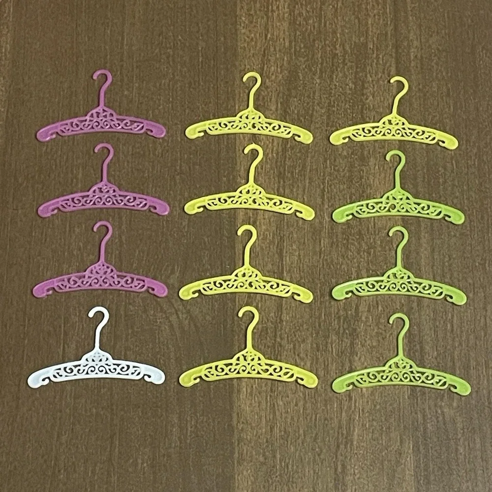 Vintage 1980s Barbie Ornate‎ Scroll Hangers Lot of 12 Neon Pink Green Yellow